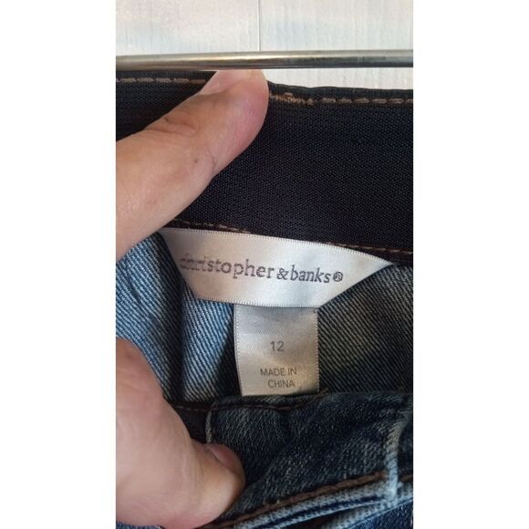 Christopher and Banks Women's High Rise Crop Jeans elastic band waist - Picture 3 of 6